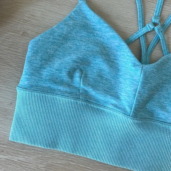Alo Yoga Alosoft Lavish Bra Blue Quartz Heather Small - Picture 5 of 8